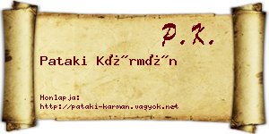 Pataki Kármán névjegykártya